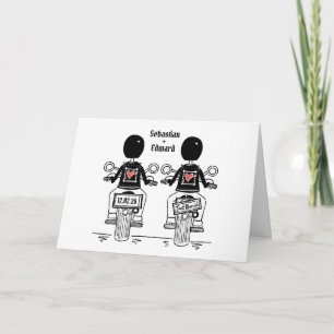Two Grooms Biker Motorcycle Wedding Card