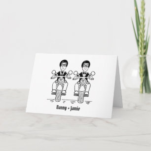 Two Grooms Biker Motorcycle Wedding Card
