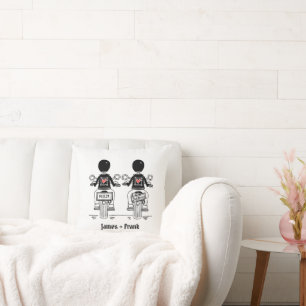 Two Grooms Biker Motorcycle Wedding Cushion