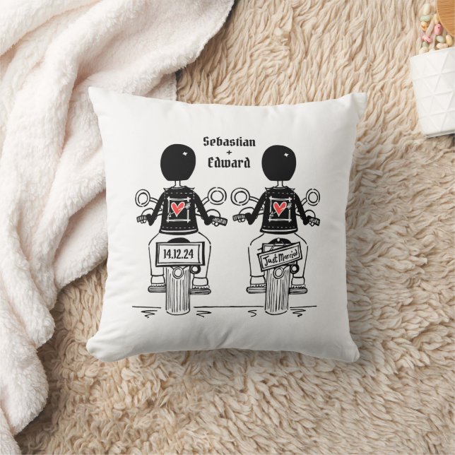 Two Grooms Biker Motorcycle Wedding Cushion (Blanket)