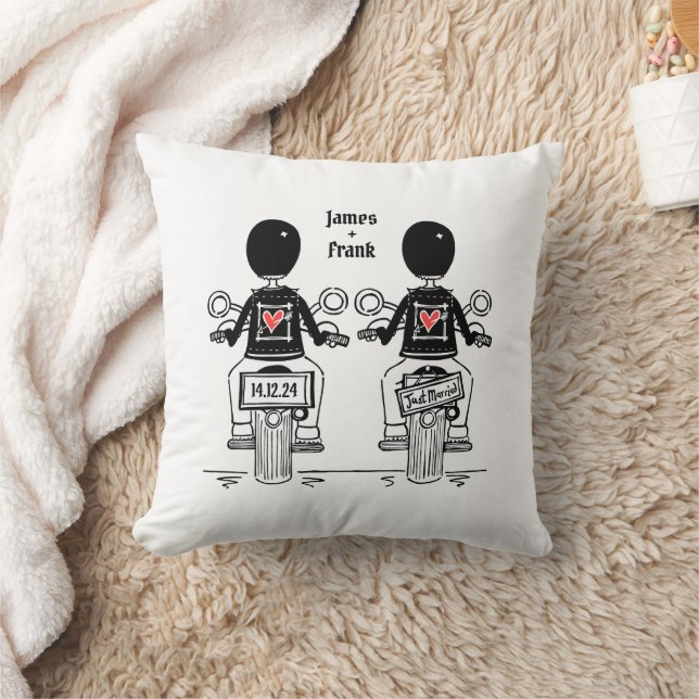 Two Grooms Biker Motorcycle Wedding Cushion (Blanket)