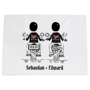 Two Grooms Biker Motorcycle Wedding Large Gift Bag