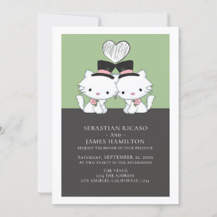 Two Grooms Cat Themed Gay Wedding Announcement