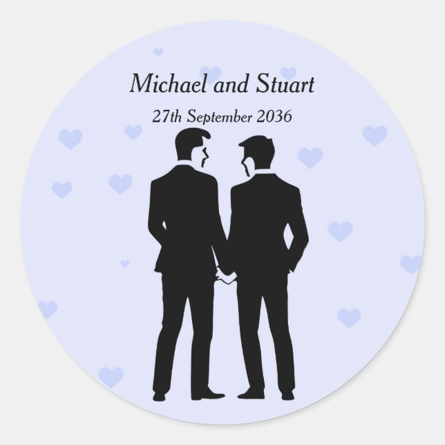 Two Grooms Classic Round Sticker (Front)