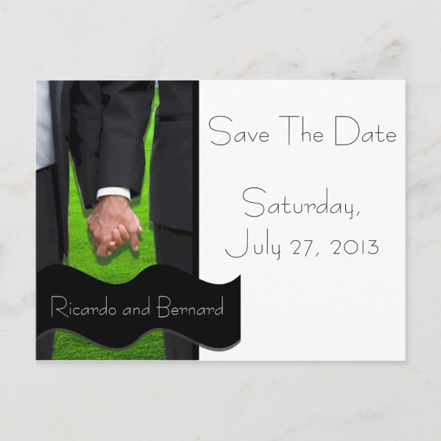Two Grooms Custom Save-the-Date Postcards (Front)