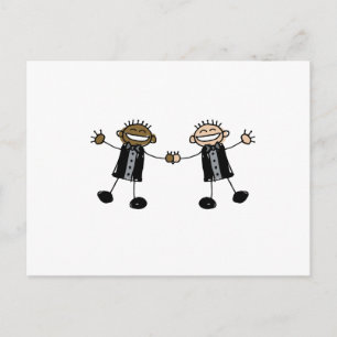 Two Grooms Dancing Happy Interracial Postcard