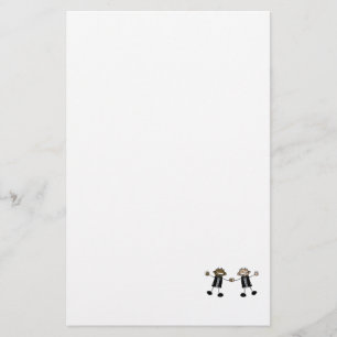 Two Grooms Dancing Happy Interracial Stationery