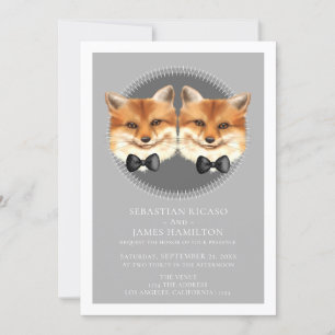 Two Grooms Fox Themed Gay Wedding Announcement