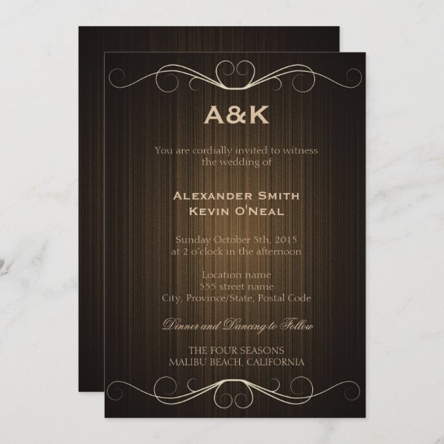 Two Grooms-Gay Country Wedding ı Invitation (Front/Back)