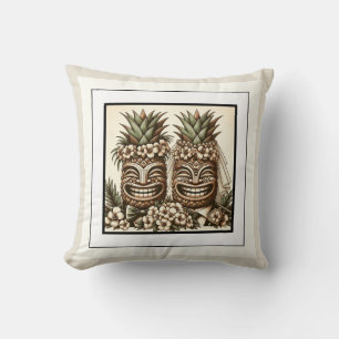 Two Grooms Gay Pineapple Tiki Head Retro Wedding  Cushion