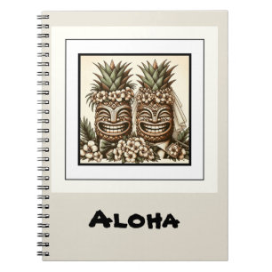 Two Grooms Gay Pineapple Tiki Head Retro Wedding  Notebook