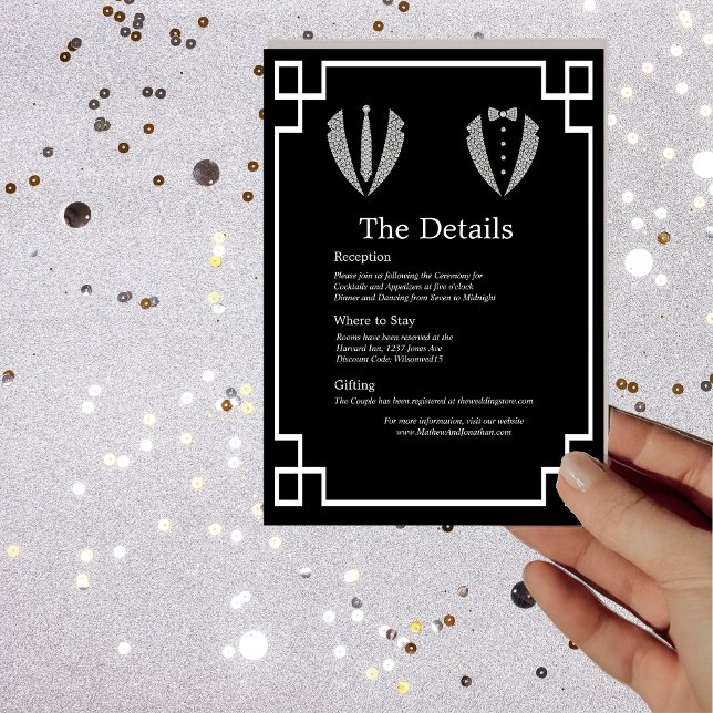 Two Grooms Gay Tuxedo Details Card (Creator Uploaded)