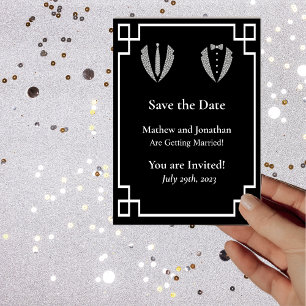Two Grooms Gay Tuxedo Save the Date Card