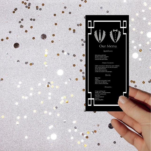 Two Grooms Gay Tuxedo Wedding Dinner Menu (Creator Uploaded)