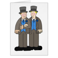 Two Grooms in Formal Attire Cartoon.