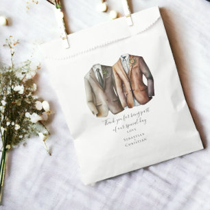 Two Grooms in Suits Personalised Gay Wedding Favour Bag