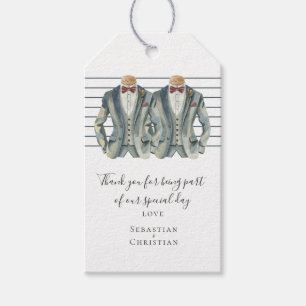 Two Grooms in Suits Personalised Gay Wedding Gift Tags