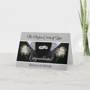 Two Grooms in Tuxes Gay Wedding Congratulations Card