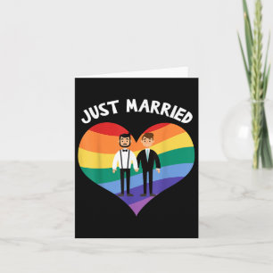 Two Grooms Just Married Gay Wedding Party Tee Lgbt Card