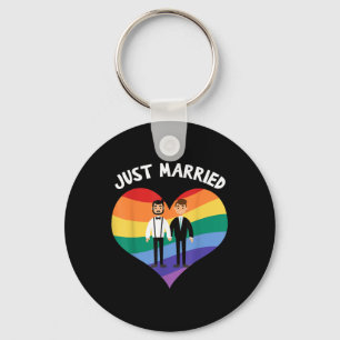 Two Grooms Just Married Gay Wedding Party Tee Lgbt Key Ring