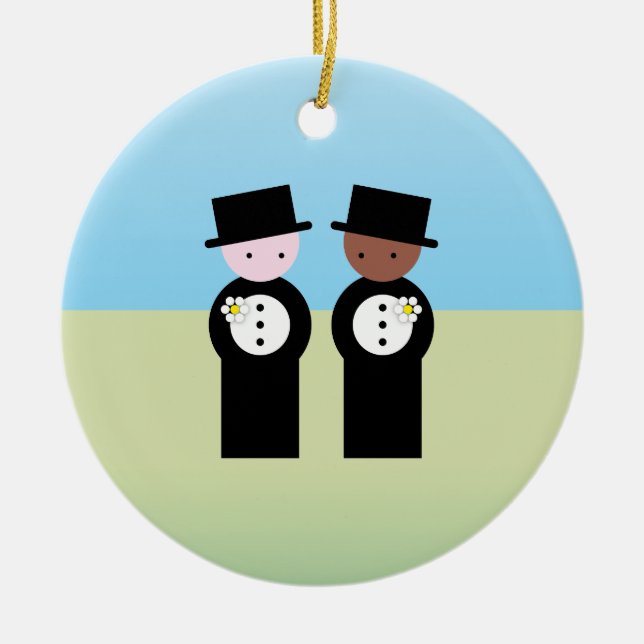 Two grooms one caucasian ceramic ornament (Front)