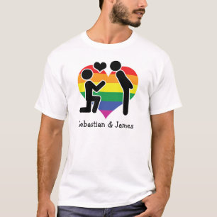 Two Grooms Proposal With Heart Customisable T-Shirt