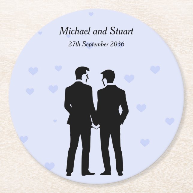Two Grooms Round Paper Coaster (Front)