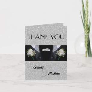 Two Grooms Wedding Tuxes Thank You Card