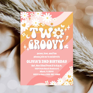 Two Groovy 2nd Birthday Invitation
