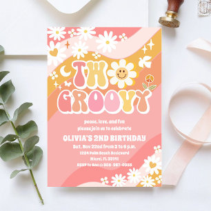 Two Groovy 2nd Birthday Invitation