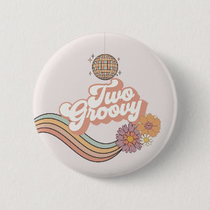 Two Groovy 2nd birthday party 6 Cm Round Badge