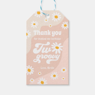 Two Groovy 2nd Birthday Party Boho Daisy Favour Gift Tags