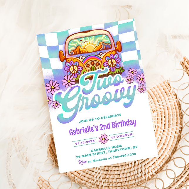 Two Groovy 2nd Birthday Party Boho Floral Daisy Invitation (Creator Uploaded)
