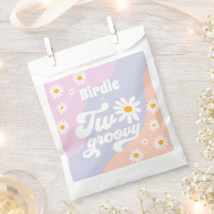 Two Groovy 2nd Birthday Party Boho Retro Daisy Favour Bag