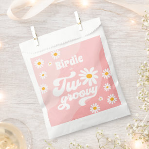 Two Groovy 2nd Birthday Party Boho Retro Daisy Favour Bag