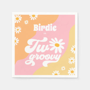 Two Groovy 2nd Birthday Party Boho Retro Daisy Napkin
