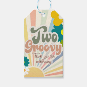 TWO GROOVY, 2ND BIRTHDAY, SUNSHINE, RAINBOW PAPER GIFT TAGS