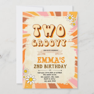 TWO groovy birthday invitation