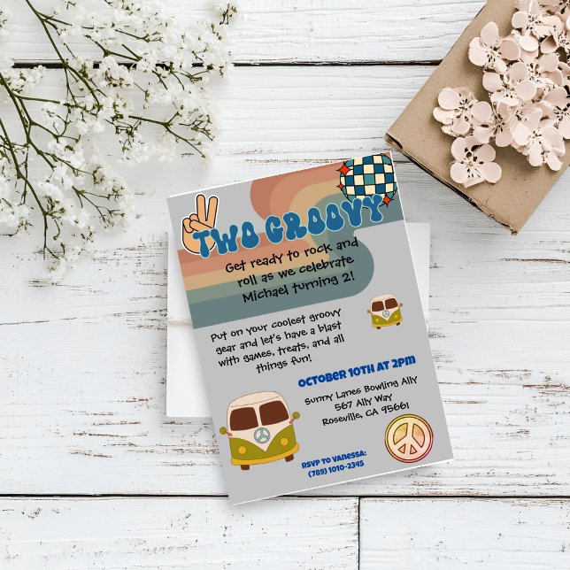 Two Groovy Boy's Birthday Invitation (Creator Uploaded)