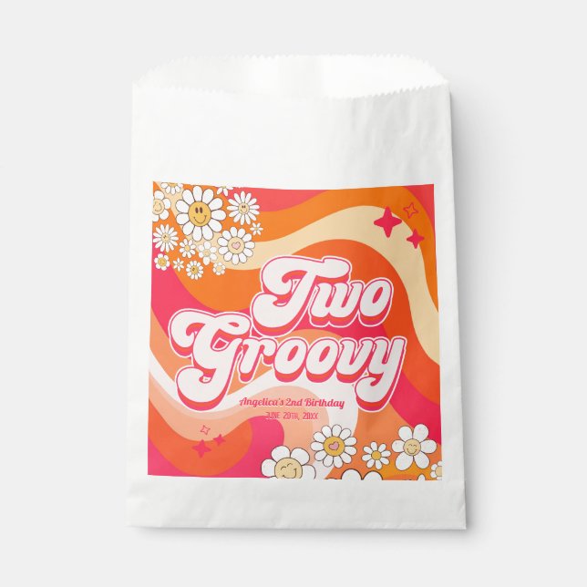 Two Groovy Colourful Girly Birthday  Favour Bag (Front)