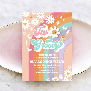 Two Groovy Daisy 2nd Birthday Invitation