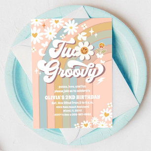 Two Groovy Daisy Birthday Invitation