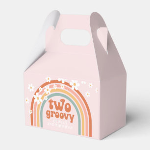 Two Groovy daisy boho floral rainbow 2nd birthday Favour Box
