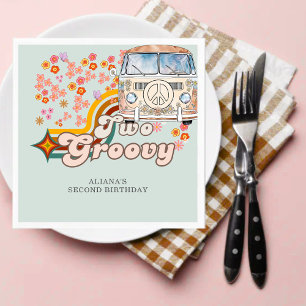 Two Groovy daisy boho floral Van 2nd birthday Napkin