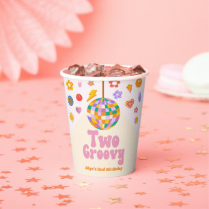 Two Groovy Disco Ball 2nd Birthday Party Paper Cups