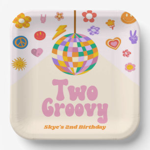 Two Groovy Disco Ball 2nd Birthday Party Paper Plate