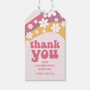 Two Groovy hippie Daisy Boho Rainbow Favour Gift Tags