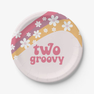 Two Groovy hippie Daisy Boho Rainbow Paper Plate