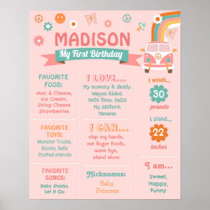 Two Groovy One Retro Daisy Birthday Milestone Sign