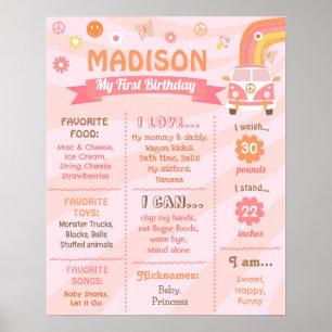 Two Groovy One Retro Daisy Birthday Milestone Sign